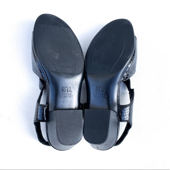 SAS Faux Snakeskin Black Leather Sandals - Picture 6 of 7